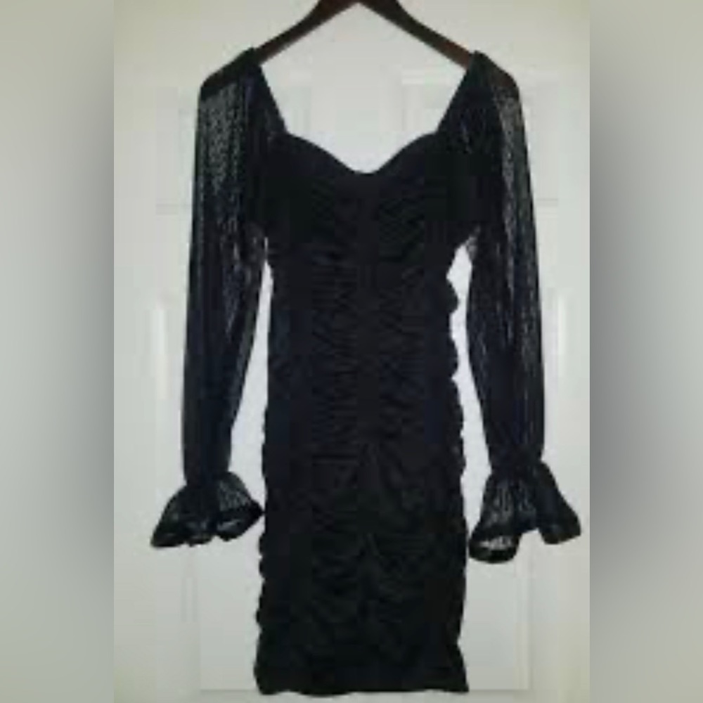 LOVE BY DESIGN “BLACK KARMA” SEXY CUTE BLACK DRESS WITH CUTE UNIQUE MESH - MED